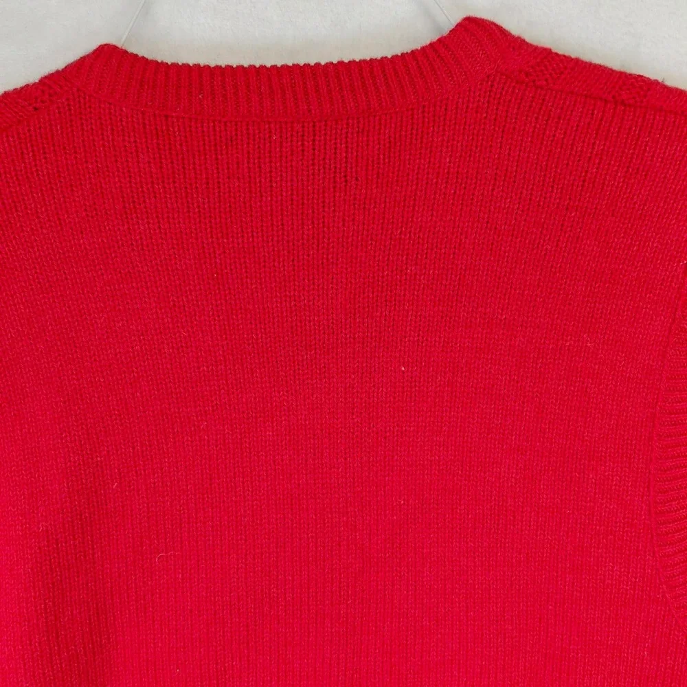 Vintage Jantzen Mens Red Cable Knit V-Neck Sweater Vest Made in USA Size M